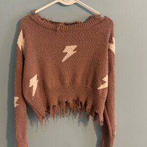 Cropped Lightning Bolts Sweater